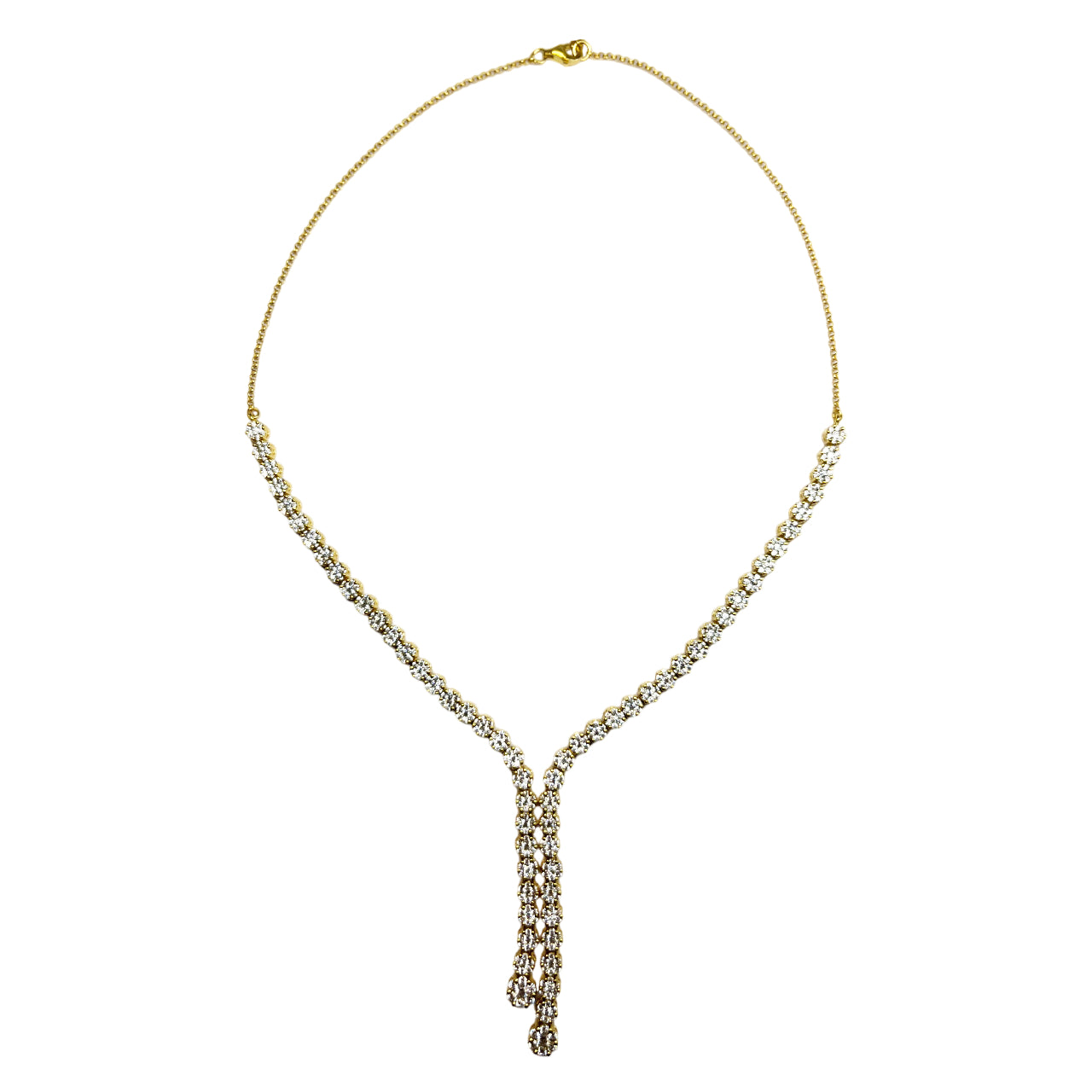 Collana Donna Re Mida Tennis Argento Dorato Fiori Zirconi Bianchi